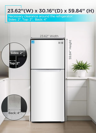 BLACK+DECKER 12.1 Cu. Ft. Top Mount Refrigerator, BR1210HW, White | 2 Door Refrigerator with Top Freezer and Adjustable Temperature Control, Full Size for Homes and Apartments, Energy Star