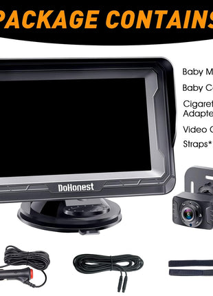 DoHonest Baby Car Camera HD 1080P - Rear-Facing Car Baby Monitor with Night Vision, Adjustable View Angle, Easy Setup, Anti-Glare Display, Safety for Kids & Infants
