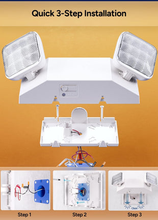 Sunco 12 Pack LED Emergency Lights, Commercial Lighting for Business, Power Outages, Offices, with Backup Battery (90 Minutes), Wall Mount, Hard Wired, 120-277V, Fire Resistant (94V-0) UL.
