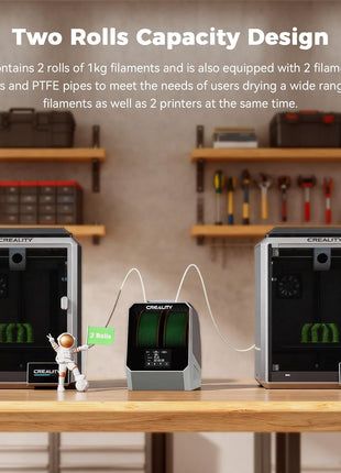 2026 New Official CREALITY Space Pi Filament Dryer Plus, 2 Spools Double 360° 160W PTC Fast Heating 3D Printer Filament Dryer Box, 4''LCD Touch Screen, One-Key Set Filament Drying for PLA PETG ABS TPU