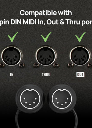 CME MIDI Cable 4-Pack - 1FT / 30cm, 5-pin DIN, Low-Profile - Mirrored 45-Degree Angled Ultra-Thin Plugs for Compact Spaces - Ideal for MIDI Interface, Pedalboard, Keyboard