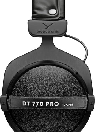 beyerdynamic DT 770 PRO 80 Ohm Over Ear Studio Headphones in Gray. Enclosed design, wired for professional recording and monitoring