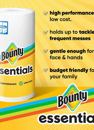 Bounty Essentials Select-A-Size Paper Towels, White, 2 Triple Rolls = 6 Regular Rolls (Packaging May Vary)