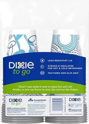 Dixie To Go Paper Coffee Cups With Lids, 12 oz, 14 ct, Disposable Insulated Paper Cups for On-The-Go Hot or Cold Beverages