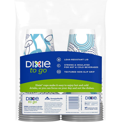 Dixie To Go Paper Coffee Cups With Lids, 12 oz, 14 ct, Disposable Insulated Paper Cups for On-The-Go Hot or Cold Beverages