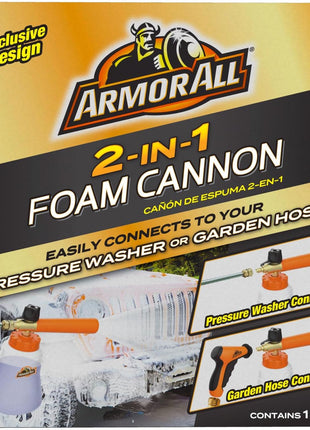 Armor All 2-in-1 Foam Cannon Kit, Car Cleaning Kit Connects to Power Washers and Garden Hoses for Vehicle Cleaning, Includes Foam Cannon, Foam Applicator and Ergonomic Adaptor, 1 count