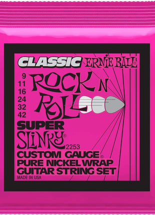 Ernie Ball Super Slinky Classic Pure Nickel Electric Guitar Strings, 9-42 Gauge (P02253)