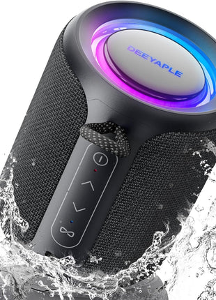 Bluetooth Speaker Wireless,IP67 Waterproof & Dustproof Portable Speaker with Lights,15W Loud Stereo Sound, 2500mAh Battery All Day Playtime, TWS Pairing, BT5.3, Home/Party/Outdoor/Beach (Black)