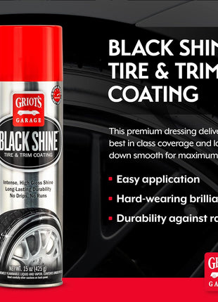 Griot's Garage Black Shine Tire and Trim Coating, Water-Resistant Dressing, Provides a High-Gloss Finish, Rain, and UV Protection, 10938, 15oz