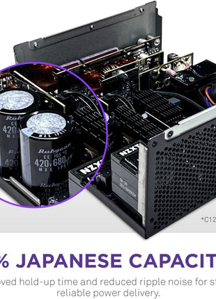NZXT C1000 Gold ATX 3.1 - Fully Modular Low-Noise PC Gaming Power Supply - 1000 Watts - 80 Plus Gold - 12V-2x6 Connector - Zero Fan Mode - 100% Japanese Capacitors - Black