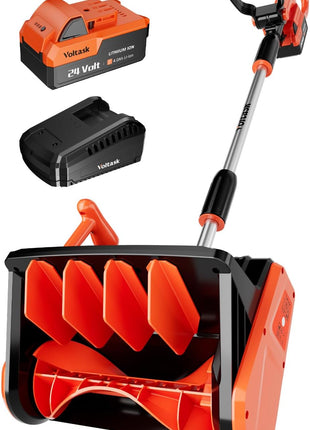 VOLTASK Cordless Snow Shovel, 24V | 13-Inch | 4-Ah Cordless Snow Blower, Battery Snow Blower with Directional Plate & Adjustable Front Handle (4-Ah Battery & Quick Charger Included)