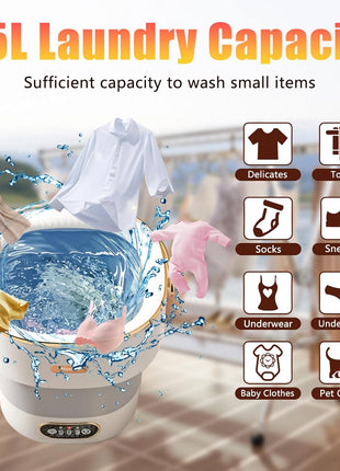 Portable Washing Machine,15L Collapsible Mini Washer with 3 Cleaning Modes Drain Basket Small Foldable Laundry Machine for Travel Camping Dorms RVs Apartments Baby Clothes Underwear Socks Delicates