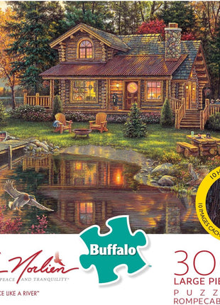 Buffalo Games - Peace Like A River - 300 Large Piece Puzzle for Adults | Art by Kim Norlien, Made in USA, Easy-Grip Pieces, Recycled Board , Size: 21 x 15 in, Include Poster, Frameable Art, Giftable