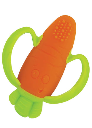 Infantino Lil' Nibbles Textured Silicone Teether, BPA-Free Baby Teething Toy, Soft, Easy to Hold, Sensory Stimulation for Infants, Carrot