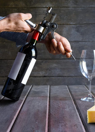 Wine Bottle Opener Corkscrew Set – Luxiluxy [2024 upgraded, does NOT break!] Including Foil Cutter, Bottle Stopper, Opener Stand and Extra Spiral - corkscrews wine opener set- wine opener kit