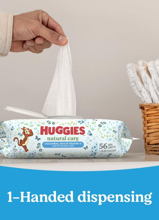 Huggies Natural Care Cucumber, Aloe and Vitamin E Baby Wipes, Hypoallergenic, Scented, 10 Flip-Top Packs (560 Wipes Total), Packaging May Vary