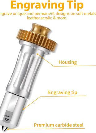 Engraving Tip + Drive Housing Compatible with Maker/Maker 3, Premium Carbide Engraving Tip, Ideal for Engraving Long Lasting Designs on Glass, Acrylic, Metal & More, Silve