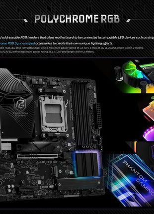 ASRock AMD B850M Phantom Gaming Riptide WiFi 7 Socket AM5 Ryzen 9000, 8000 and 7000 Series DDR5 B850 up to 8000+ (OC) MHz 256GB Micro ATX Motherboard M.2 SATA3 6.0 Gb/s PCIe 5.0 BIOS Flashback