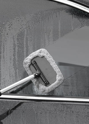 Polyte Pivoting Windshield Glass Cleaning Tool Extendable Aluminum Handle w/3 Premium Microfiber Covers