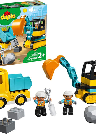 LEGO DUPLO Town Truck & Tracked Excavator Construction Vehicle 10931 Toy for Toddlers 2-4 Years Old Girls & Boys, Fine Motor Skills Development and Learning Toy