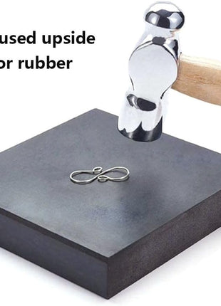 Steel Bench Block Flat Anvil Jewelers Tool with Rubber Block and Stamping Hammer for Jewelry Repairing, Metal Stamping