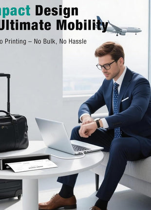 PEDOOLO Portable Printer Wireless for Travel, Inkless Thermal Printer Supports 8.5 x 11 Inch Thermal Paper, Bluetooth Compatible with iOS, Android, Laptop Includes 2 Rolls & 10 Sheets of Paper Kit