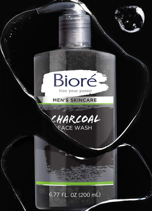 Bioré Men's Skincare Charcoal Face Wash, Deep Cleans Pores & Refreshes Skin, 6.77 Fl. Ounces
