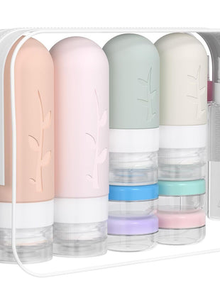 DEPOZA 16 Pack Travel Bottles Set - TSA Approved Leak Proof Silicone Squeezable Containers for Toiletries, Conditioner, Shampoo, Lotion & Body Wash Accessories (16 pcs/White Pack)