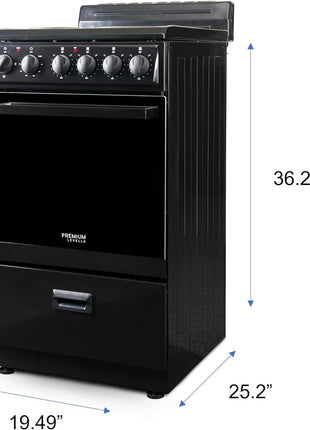 Premium Levella PRE2027GB 20 in Freestanding Electric Range with 4 Coil Burners and 2.2 Cu. Ft. Single Oven Capacity with Lower Storage Drawer in Black