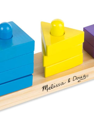 Melissa & Doug Stack and Sort Board - Wooden Educational Toy With 15 Solid Wood Pieces