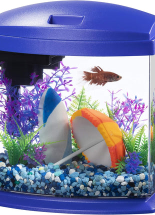 Aqueon LED MiniBow Small Aquarium Fish Tank Kit with SmartClean Technology, Black, 5 Gallon