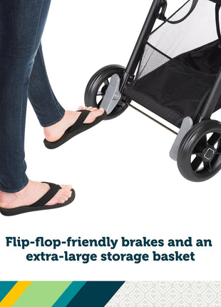 Safety 1st Smooth Ride Travel System Stroller and OnBoard FLX Infant Car Seat, Newborn to Toddler Baby Combo, Easy-Install, Large Canopy, Ample Storage, Foldable, Rear-Facing 4-30 lbs, Monument