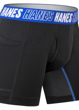 Hanes Big Moves Underwear, Anti-Chafe Boxer Briefs for Boys, 6-Pack, Black-Regular Leg