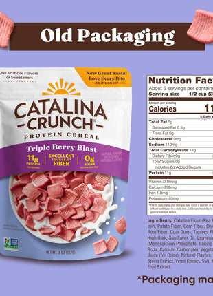 Catalina Crunch Protein Cereal - Sugar Free Breakfast Cereal with 11g of Protein - Gluten Free - Triple Berry Blast - 8 oz. Bag (Pack of 1), Packaging May Vary