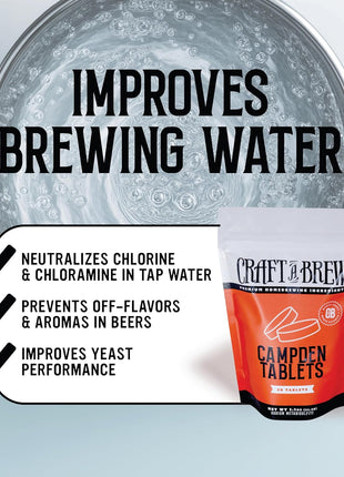 Craft A Brew - Campden Tablets - Sodium Metabisulfite - Sterilant for Winemaking - Ideal for Traditional Grape Wines - Crafting Fruit Wine, Cider - 50 Count