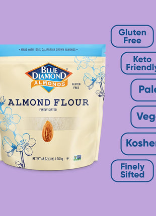 Blue Diamond Almonds Almond Flour, Gluten Free, Blanched, Finely Sifted, 48 oz
