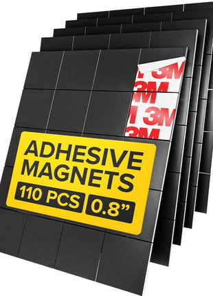 Hyper-Sticky Magnets with Adhesive Backing - 110pcs 0.8x0.08 Strong Magnetic Squares for Whiteboard Fridge - Science Education Magnets - Easy-to-Cut Stickers - Teacher Must Have - Teacher Supplies