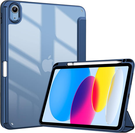 ProCase for iPad A16 11th/10th Generation Case with Pencil Holder, Navy | 11 Inch 2025/10.9 Inch 2022, Hybrid Cover a16 iPad Case 11th/10th Generation, Clear Back Soft TPU Bumper, Auto Wake/Sleep
