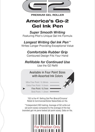 PILOT G2 Pens, 0.7mm, Black Ink, 5-Pack