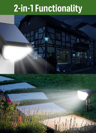Solar Lights Outdoor Waterproof IP65, Solar Powered 76 LED 3 Lighting Modes Solar Spot Lights Outdoor for Yard Garden Landscape Pathway (Cool White, 4 Pack)
