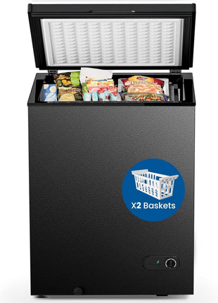 Electactic Chest Freezer 2.0 Cubic Feet Compact Freezer with 2 Removable Baskets, Free Standing Top open Door Deep Freezer, Adjustable Temperature for Home Dorm, Bar, Basement, Kitchen
