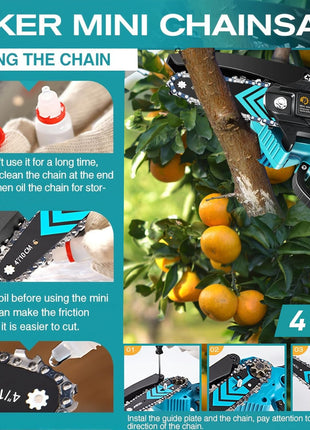 Saker Mini Chainsaw,Portable Electric Chainsaws Cordless,Handheld Chain Saw Pruning Shears Chain Saws for Tree Branches,Courtyard,Household and Garden,Gifts for Men Dad Husband Women