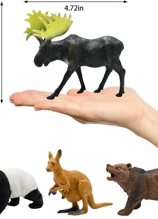Safari Animals Figures Toys, Realistic Wild Zoo Animal Figurines, Plastic African Jungle Animals Playset for Kids Toddlers, 21Pcs Safari Toys Birthday Gifts for Boys Girls