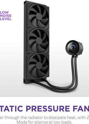 NZXT Kraken Plus 360 – AIO CPU Liquid Cooler – 360mm Radiator – 3 x F120P Fans – Customizable 1.54 inch Square LCD – AMD® AM5, AM4 – Intel® LGA 1851/1700, 1200/115X – Black