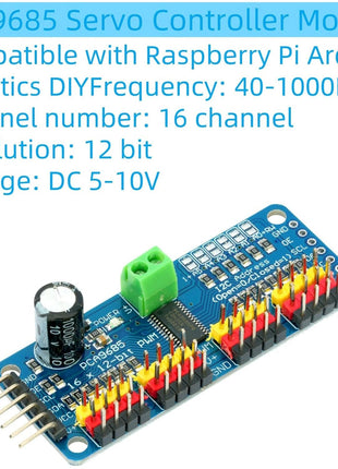 MTDELE 2Pcs PCA9685 16 Channel 12-bit PWM Servo Motor Controller IIC Interface Module Compatible with for Raspberry Pi Arduno Robotics DIY