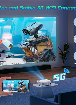 TMY Projector with WiFi and Bluetooth【80" screen included】Native 1080P Outdoor Projector, 4K Supported Portable Projector, Compatible with iOS/Android/PC/TV Stick/HDMI/USB, Indoor Outdoor Use