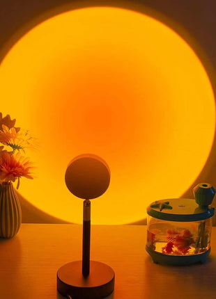 Balkwan Sunset Lamp Projection Rotation Rainbow Lamp Led Romantic Visual Led Light Network Red Light with USB Modern Floor Stand Night Light Living Room Bedroom Decor (Sunset Red)