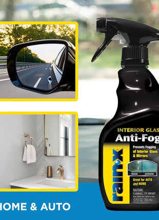 Rain-X 630543 Interior Glass Anti-Fog, 12 oz. - Prevents Fogging of Interior Glass and Mirrors, Usable on Both Automobiles and Marine Vehicles (Pack of 2)