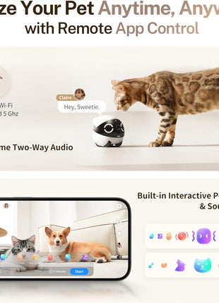 Enabot EBO ROLA Mini FamilyBot 2K Pet Camera Robot: Movable Indoor Camera Battery-Powered with Phone App, One-Touch Call, 2-Way Talk, Night Vision, Motion Detection, Video Recording