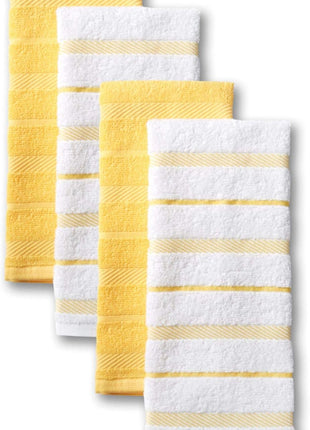 KitchenAid Albany Kitchen Towel 4-Pack Set, Charcoal Grey/White, 16"x26"